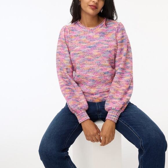 J. Crew Space-Dyed Puff-Sleeve Sweater Size Small - Picture 2 of 12